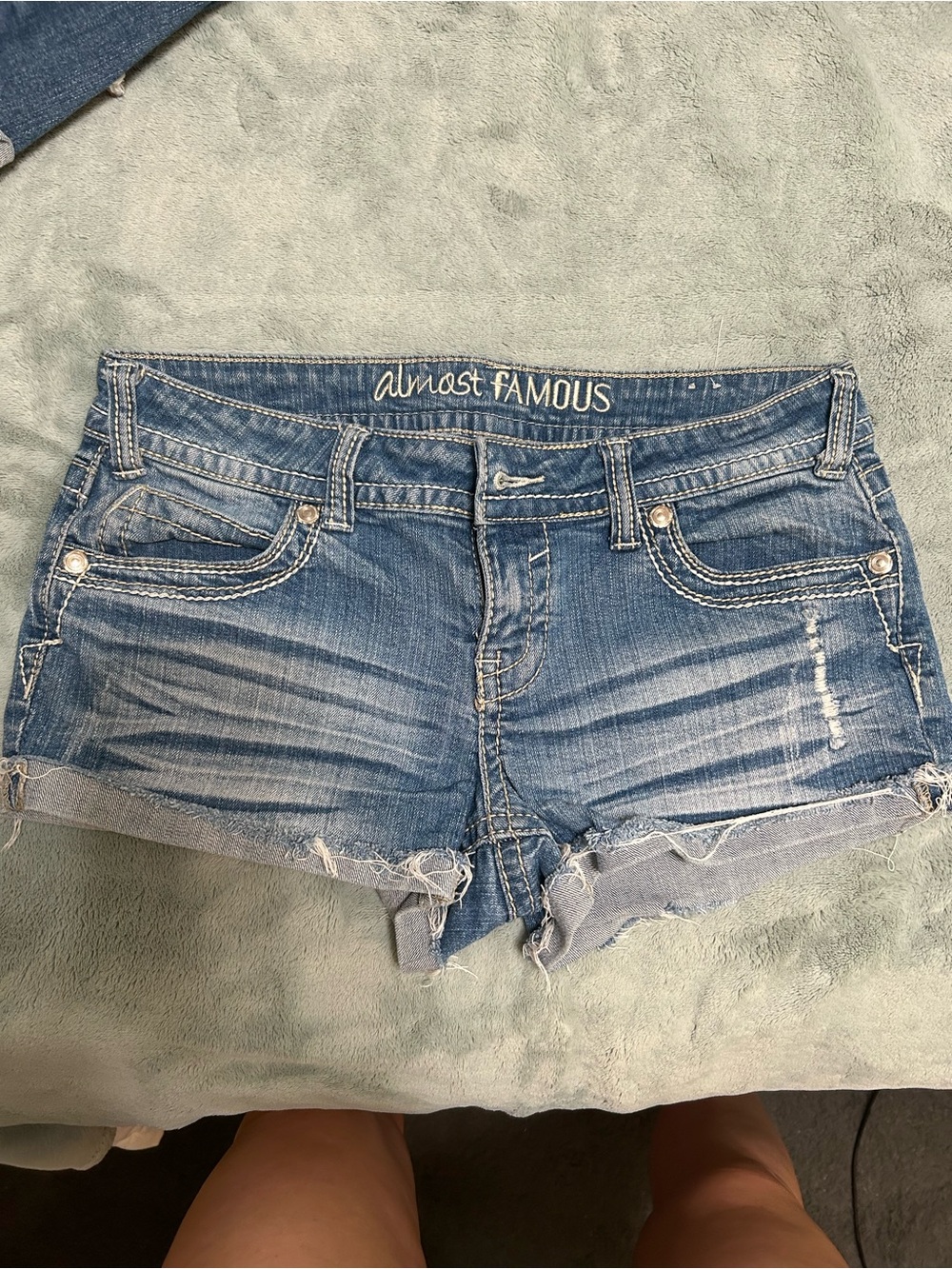 Almost Famous Light Blue Distressed Denim Cutoff Shorts